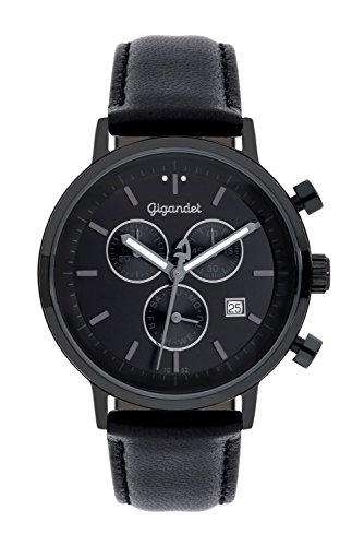 Gigandet Classico Reloj para Hombre Cronógrafo Cuarzo Pulsera analógica de Cuero Negro G6-007 Cover