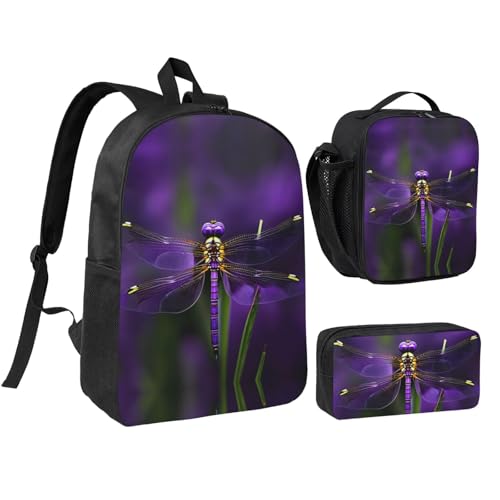 Sac à dos 3 en 1 pour voyage et cours avec sac à déjeuner isotherme et trousse noire