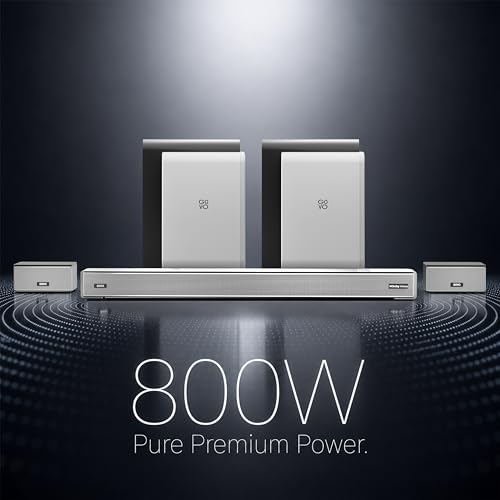 GOVO GoSurround 1000 Pro, 5.2.4 Channel, 800W Soundbar with True Dolby Atmos®, 6.5” Dual Subwoofer, Wireless Rear Satellites, HDMI/Optical/AUX/USB/Bluetooth, 3 EQ Modes, LED Display – Platinum Silver view 2