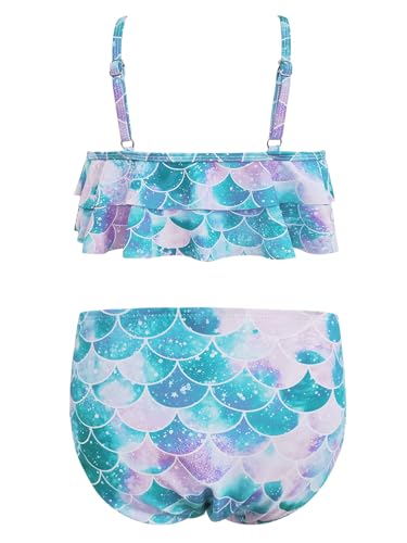 Image of SHEKINI Girls Floral Print Bathing Suits Ruffle Flounce Two Piece Swimsuits