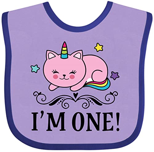 inktastic First Birthday Unicorn Cat Girls Baby Bib
