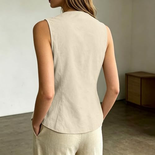 Chaleco de lino para mujer contra el calor en ropa de oficina 3