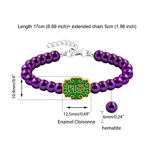 Image of Uloveido Ancient Chinese Symbol Blessings Ruyi Bracelet Auspicious Good Luck Gifts Adjustable Hematite Bracelets for Daughter Son