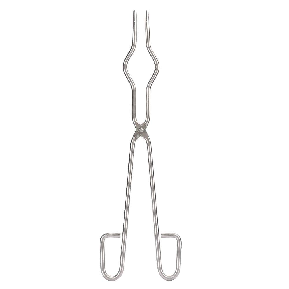 Pinza per crogiolo da 40 cm, con prua dritta, punte dentellate, materiale di laboratorio in metallo Morsetto di sostegno per becher in acciaio inossidabile