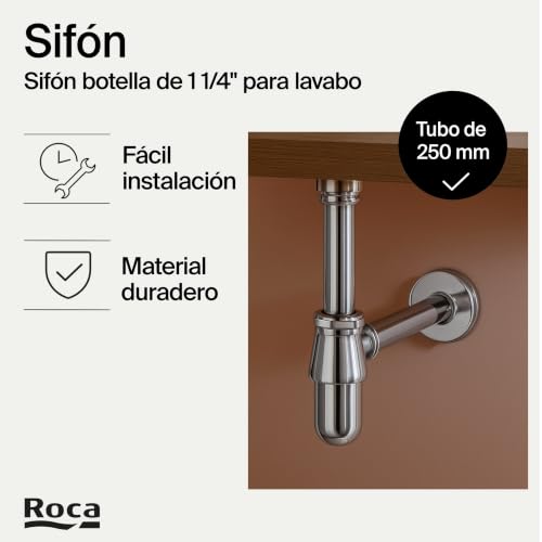 Miniatura 2 de Roca Recambios Originales - Sifón Botella De 1 1 4 Para Lavabo. Tubo De 250 . Recambios Originales De Grifería. Ref.A506401614