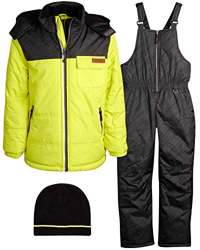 ixtreme boys snowsuit set - 2 piece heavyweight insulated ski jacket and snow pants overall bibs for boys sizes 4-18