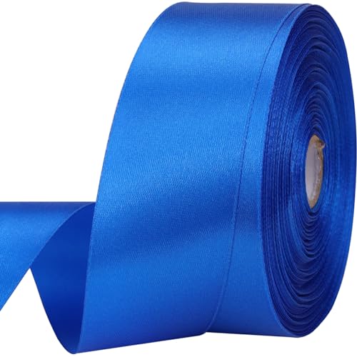 1-1/2 inches 50 Yard Blue Satin Ribbon for Gift Wrapping, Wedding, Crafts, Christmas,Easter, Floral, Hair, Invitation Decorations and More