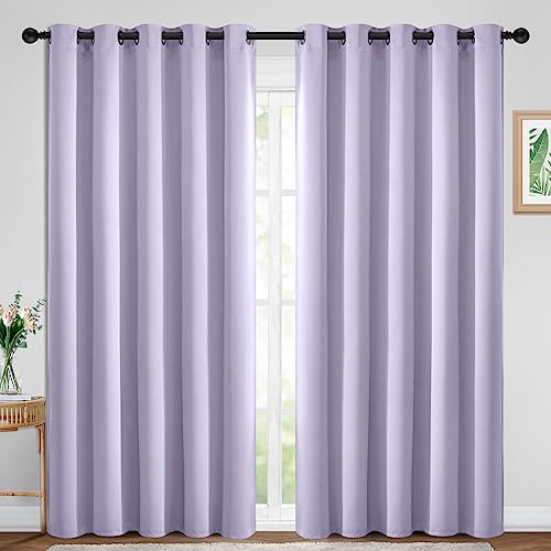 Yakamok Blackout Curtains Room Darkening Thermal Insulated Window Panels,Solid Grommet Top Drapes for Bedroom/Living Room(70Wx84L, Lilac, 2 Panels)