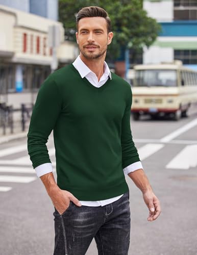 Pull col en V décontracté en maille verte pour vos sorties week-end - 4