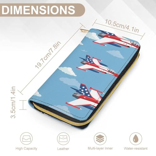 USA Fighter Planes Wristlet Wallets for Men Women Leather Purse Clutch Cute Card Holder2