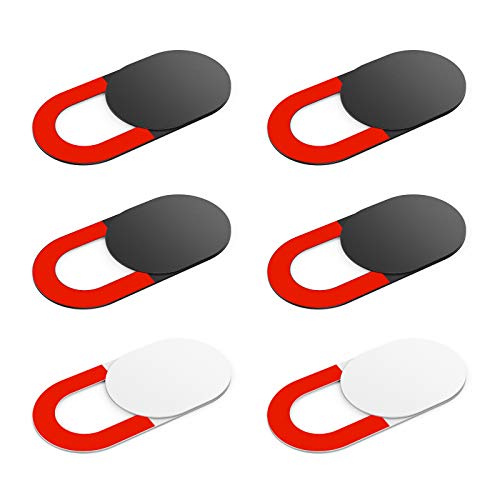 KIWI design Laptop Camera Cover Slide, 0.03 inch Ultra-Thin Webcam Cover Slide for Computer Tablet Phone MacBook Mini/Air Pro iPhone iMac Echo Show Spot iPad Video Camera Desktop (2 White+4 Black)