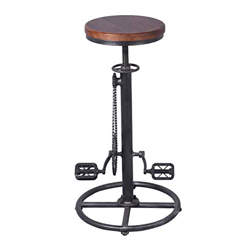 Bokkolik Set Of 2 Industrial Bar Stool-Swivel Vintage Coffee Kitchen Dining Island Chair-Bike Pedal Footrest-Extra Tall Pub Height Adjustable 29-37" #TOP3