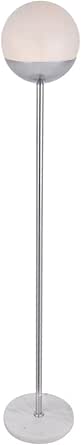 Elegant Lighting Living District Eclipse 1-Light Metal &amp; Glass Floor Lamp in Chrome/Frosted White
