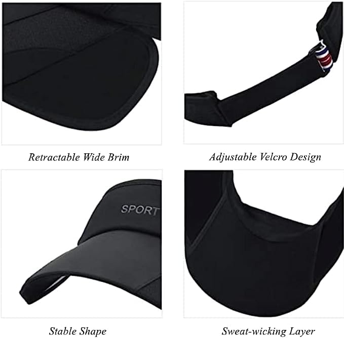 Image of Mtroyadia Summer Sun Visor Hats for Women Retractable Brim Adjustable Sun Protection Baseball Golf Tennis Cap