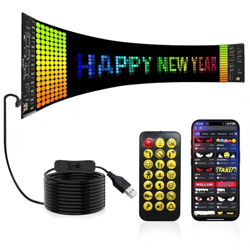 Programmable LED Sign 24''x5'',Holiday Electronic Sign, APP Control, Text Pattern Animation Customizable, High Bright, Bluetooth 5, IP65 Waterproof, Business, Advertising,Holiday digital,Festival LED