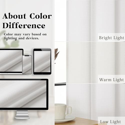 Gwine Ivory Kitchen Curtains 36 Inch Length, Light Filtering Faux Linen Textured Small Half Window Curtains Over Sink, Rod Pocket Short Curtain for Bathroom Basement RV Camper, Each 30" Wx36 L, 2PCS by Gwine - Image 5