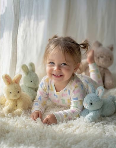 moimoln Soft Cotton Modal Baby Toddler Snug fit Pjs Daily Long Sleepwear Pastel Rabbit 12-18m