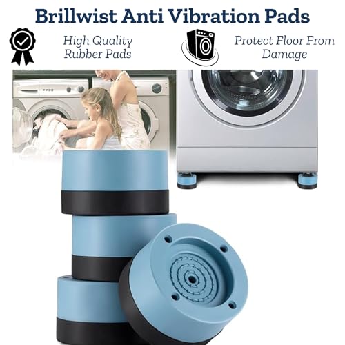 Image of Anti-Vibration Floor Pads, Noise Cancelling Shock Absorber Furniture Risers, Anti-Skid Floor Protection Rubber Support for Washing Machine, Dryers, Refrigerator (Pack of 4, Round)