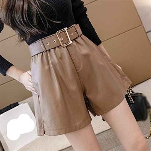 Short féminin en cuir PU extensible à taille haute confortable