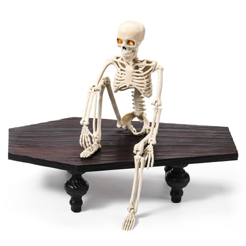 Halloween Coffin Serving Tray 13.4 x 6.7 Inch Gothic Coffin Table Display with 4 Legs Spooky Vintage Wooden Tray Halloween Centerpiece Board for Table Soap Dish Holder Coffee Bar Gothic Party Decor