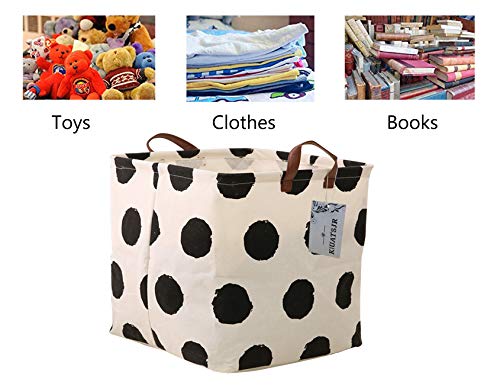 image for KIUATSJR Square Canvas Toy Storage Bins Basket with Handle Collapsible