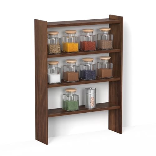 Image of BLUEWUD Yobeo 4 Tier Engineering Wood Spice Masala Rack Shelf Stand Organizer /Spice Bottle Display Rack & Cup Stand for Home & Kitchen, DIY (Do it Yourself), (Brown Maple, 36.1 X 10 X 50 Cm)
