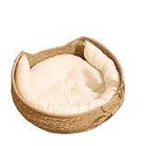 Rattan-Haustierbett für Katzen, Kaninchen, Meerschweinchen, Igel, Frettchen, Chinchillas – gemütliches, belüftetes Ruhenest, bequeme Schlafmatte, ideal zum Ausruhen und Spielen, für Tierliebhaber