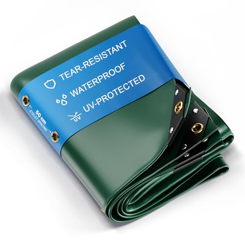 UMBRELLA® Premium Abdeckplane Wasserdicht [300x200cm] – UV Beständige [650 g/m²] LKW Plane mit Ösen, PVC Gewebeplane für Holz, Garten, Dach & BAU – Winterfeste Schutzplane – Grün – 6m²