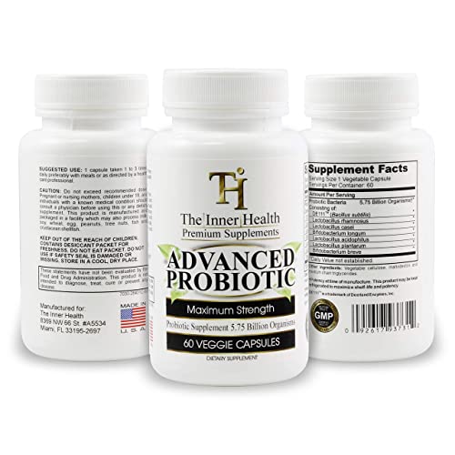 The Inner Health Advanced Probiotics For Women & Men To Support Healthy Gut & Immune System; 5.75 Billion Organisms; Bacillus Subtilis Lactobacillus Rhamnosus Acidophilus Probiotic L. Casei And More #TOP4