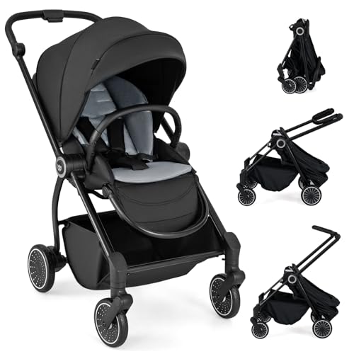 LIFEZEAL Poussette Canne Pliable Bébé 0-36 mois, Dossier Réglable, Poussette Compacte Légère, Siège Réversible, Harnais de Sécurité, Roues...