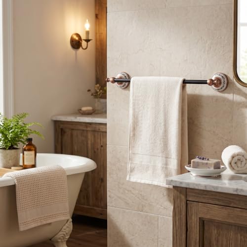Barra colgante de una varilla para organizar toallas en baños modernos 6