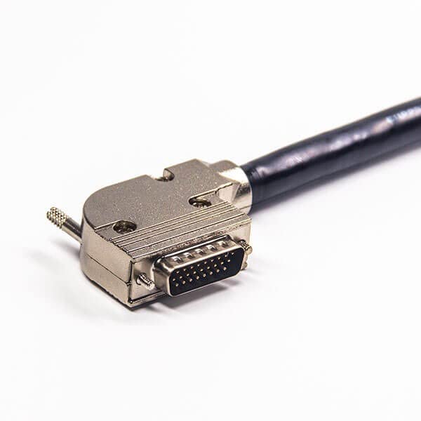 Right Angle DB25 Male Cable Male Connector to Female Connector with Metal Case 0.15M