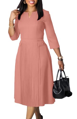 Image of Wear to Work Midi Dress for Women Business Casual A-line Dress Elegance Church Outfits