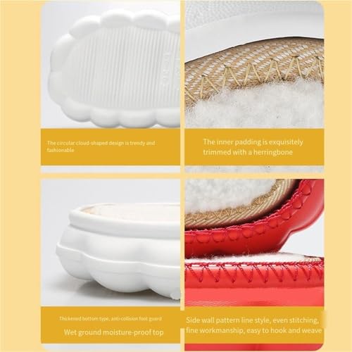 DIY Hand-Woven Light Soft EVA Soles with Cloud Soles and Ball Soles with Hook Slippers.(Black,36-37)4