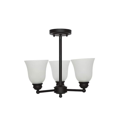 Ravenna Home Classic 3-Light Semi-Flush Mount, Dark Bronze