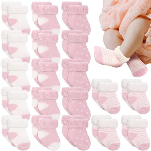 Image of Janmercy 20 Pairs Preemie Socks Premature Newborn Baby Socks Preemie Baby Terry Bootie Socks Warm Preemie Socks for Preemie