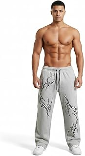 Urob Men's Baggy Track Pants, Baggy Streetwear, Cotton Track Pants, Elastic Waist & Relaxed Fit Bottoms | Aesthetic Gothic... Price In India