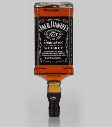 Jack Daniel's Old No.7 Tennessee Sour Mash Whiskey in 1.5 Litre Magnum Bottle (Upside Down Label) 40% ABV - Parties & Celebrations | Large Sharing Bottle for Him or Her