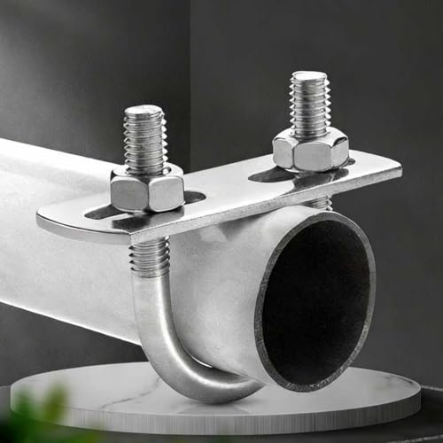 Gutol 4-teiliges Set Runder U-Bügel, Edelstahl-U-Bügel Und Schrauben, Unterlegscheiben Für Rohre, Anhänger, Fahrzeuge, Blattfederbefestigungen (M6x16mm)