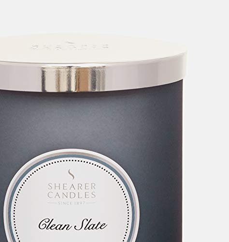 Shearer Candles Clean Slate, Scented, Tall Pillar Jar Candle, Cotton Wick, Fragrance & Essential Oils Grey, White Silver, Large #TOP1