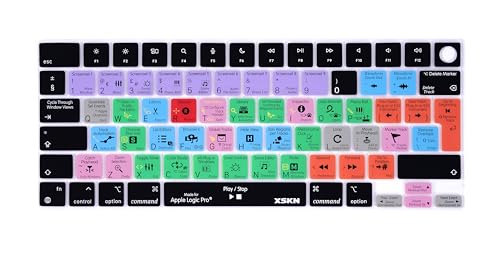 XSKN Logic Pro Shortcuts EU Layout Keyboard Skin Cover for Apple M1 M2 M3 Chip MacBook Air 13.6" 15.3" with Touch ID for MacBook Pro 14.2" 16.2" with Touch ID