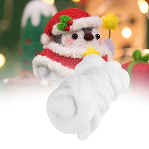 Needle Felting Wool Fibre Wool Yarn Roving For Needle Felting Hand Spinning For Needle Felting Hand Spinning Diy Craft Materials 8 Colors 55G Colored (White) #TOP2