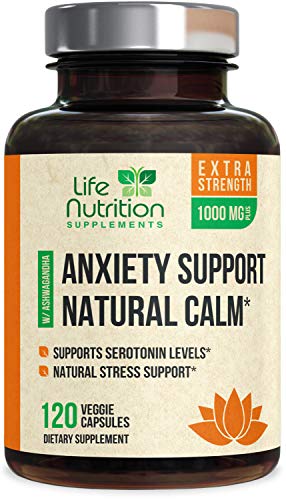 Stress Support Supplement 1000mg - Natural Herbal Formula with Ashwagandha, 5-HTP, GABA, L-Theanine