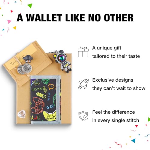 Image of Kids Wallet for Boys Ages 4-12, Video Game Gamer Gaming Boys Wallet, Toddler Wallets with Coin Pocket, Novelty Christmas & Birthday Gift