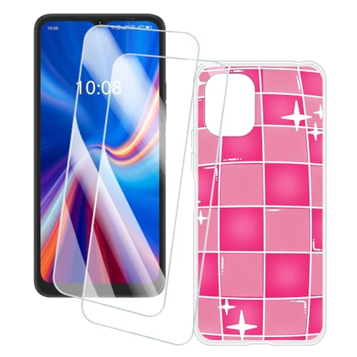 OAGELIM 2�Z�b�g �X�N���[���v���e�N�^�[ + �P�[�X Umidigi C1 Max (6.52 �C���`) �Ƃ̌݊������� �A�[�e�B�X�e�B�b�N�J�X�^���v�����g�J�o�[�Ƌ����K���X�t�B���� �X�N���b�`�h�~ (�s���N�̐��E)