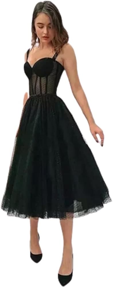 open lace back dress Polka Dot Sweetheart Ruffle Tulle Long Prom Dresses MD4011203 – Dressmeet main image 0