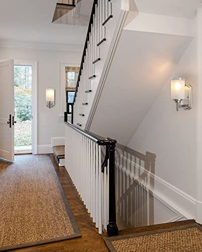 Galtlap 2-Pack Sconces Wall Lighting Bathrooom Vanity Light Brushed Nickel Modern Wall Light Fixtures Set Of 2 With Frosted Glass Shade For Porch Wall Mount Mirror Bedroom Hallway #TOP4