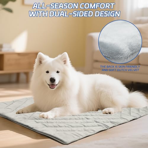 BECROWM Dog Cooling Mat Self Coolings Foldable Cooling Pad for Dog in Summer Coolings Mat for Dogs and Cats Machine Washable (Rectangle,Gray, Large-48 L x 28" W) - Image 4