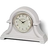 Presentime & Co. Mantel Clock Vintage Farmhouse Series, Napoleon Desk & Shelf Clock, 13 x 10 inch, Domed Lens, Quartz Movement, ABS Plastic Case, Gray Cream Finish (Home/Tabletop Decoration)