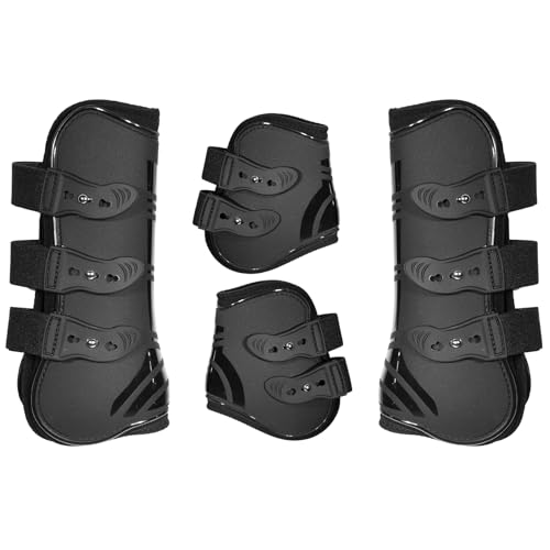 EQUSPUR Tendon Boots for Horses, Set of 4, Shock-Absorbing Protective Horse Sport Boots for Jumping, Trail Riding & Equestrian Activities - Medium Size